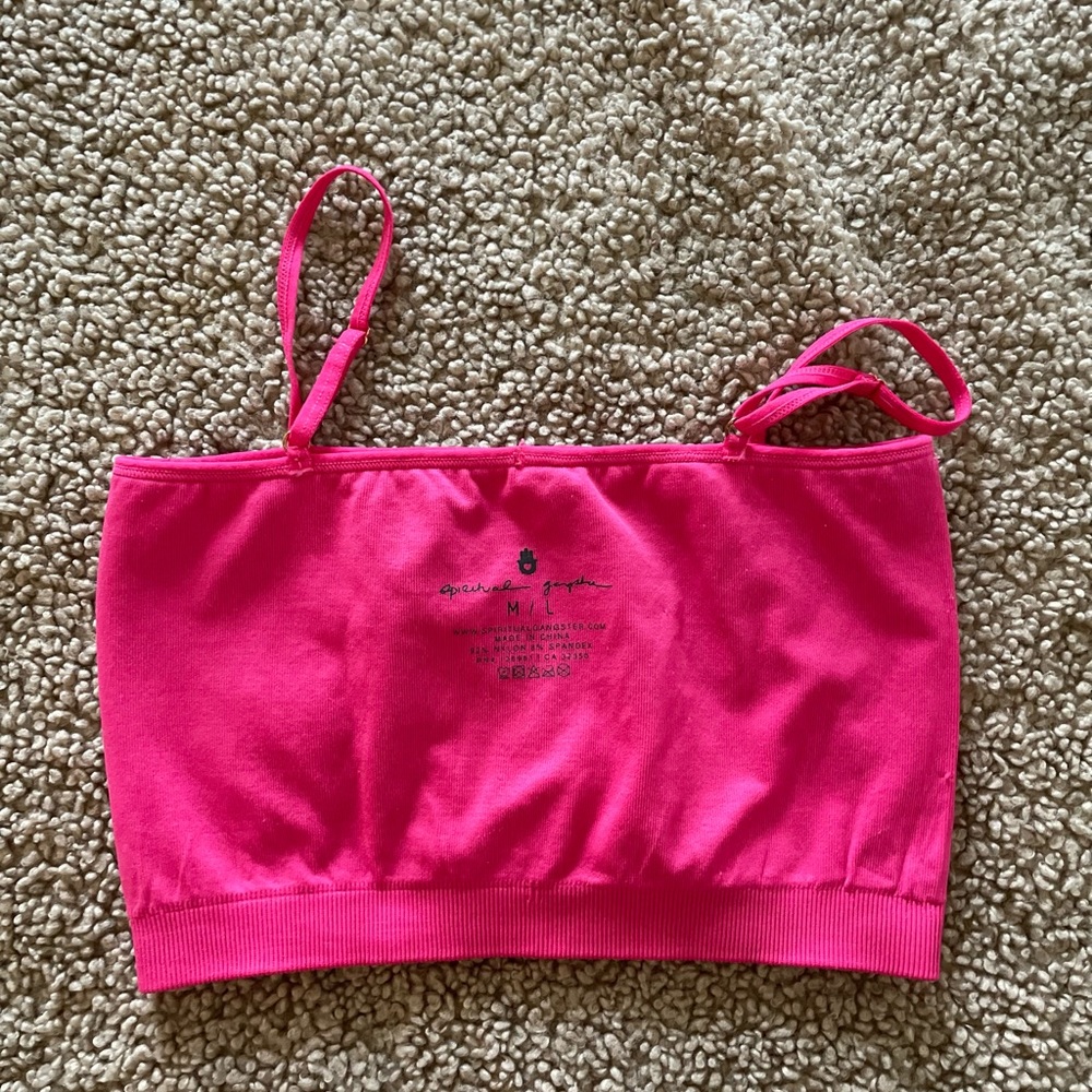 Spiritual Gangster Wide Rib Bandeau Cami in Raspberry M/L - Picture 14 of 17